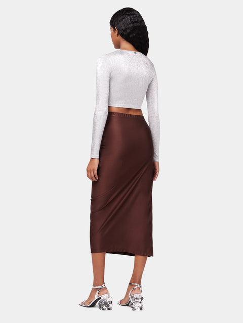 LONG drapé PRESSION chocolate skirt