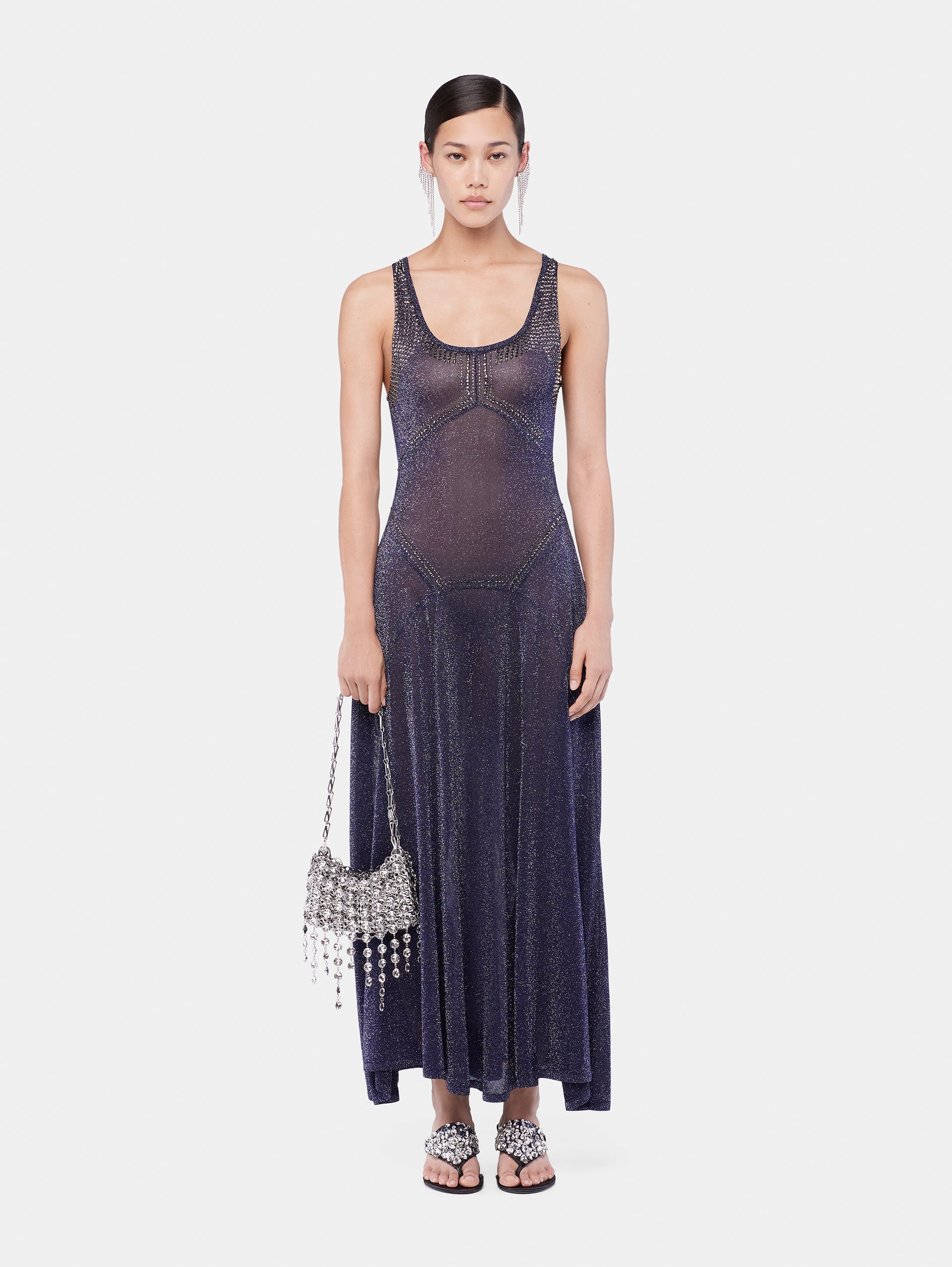Rabanne - Flared Knit Dress with Hotfix Details - S - Women - Long Dress Rabanne - Flared Knit Dress with Hotfix Details - S - Women - Long Dress