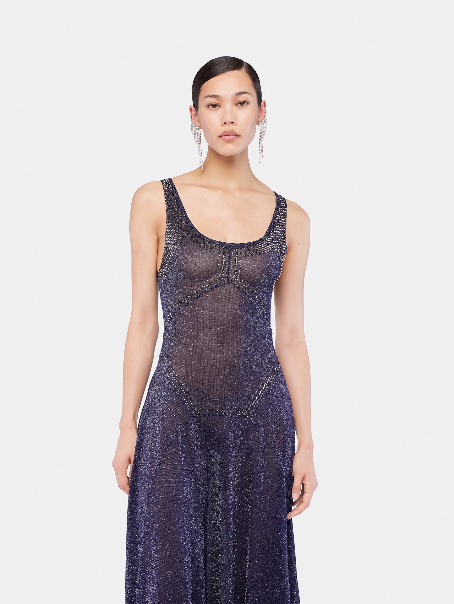 Flared knit dress with hotfix details