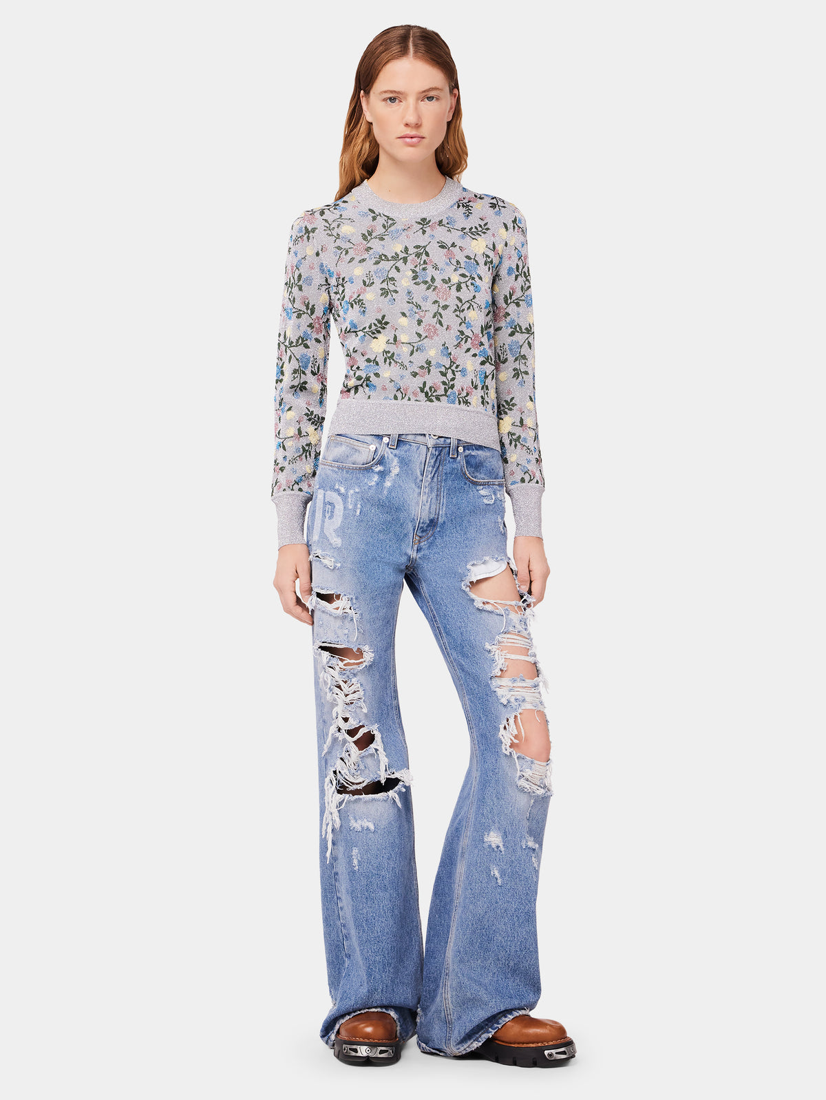 Distressed high-rise wide-leg jeans - Image 2