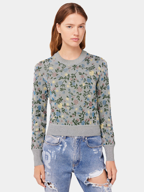 Metallic floral sweater