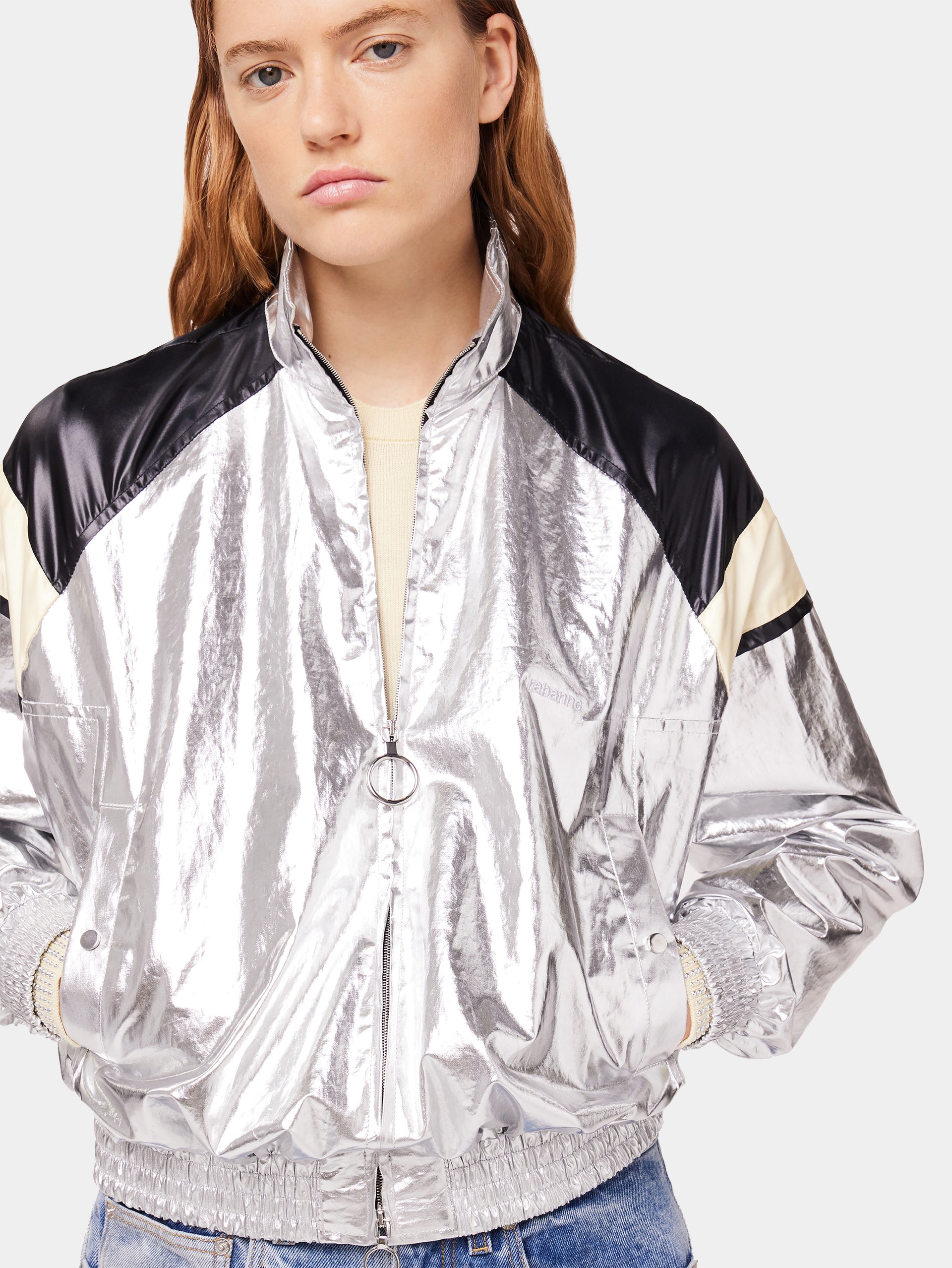Silver turtleneck jacket