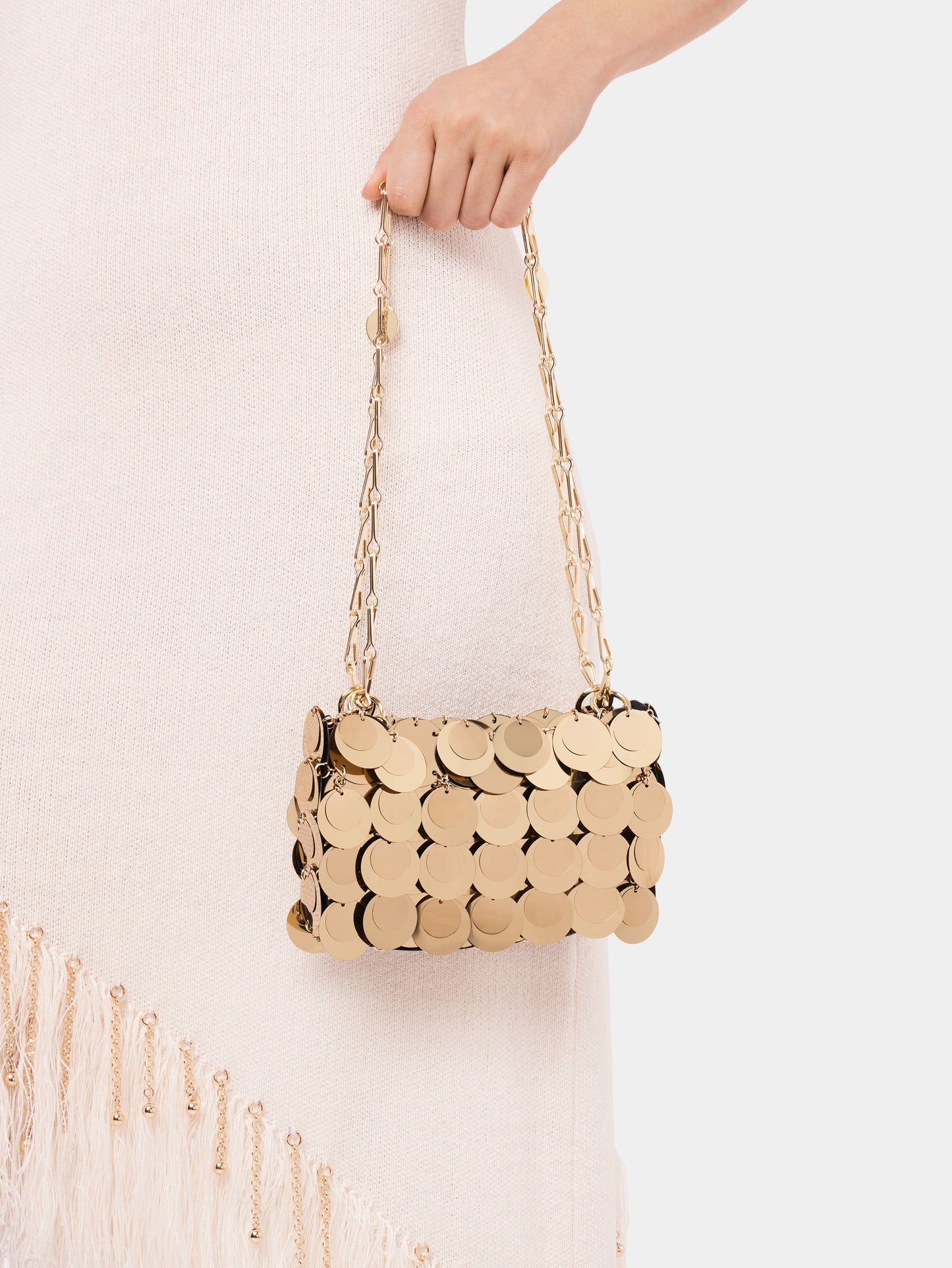 Gold sparkle discs nano bag