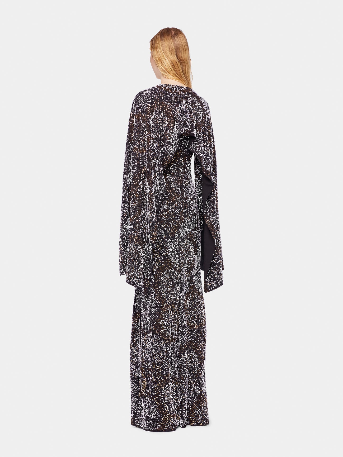 Crepe dress with pearl embroidery