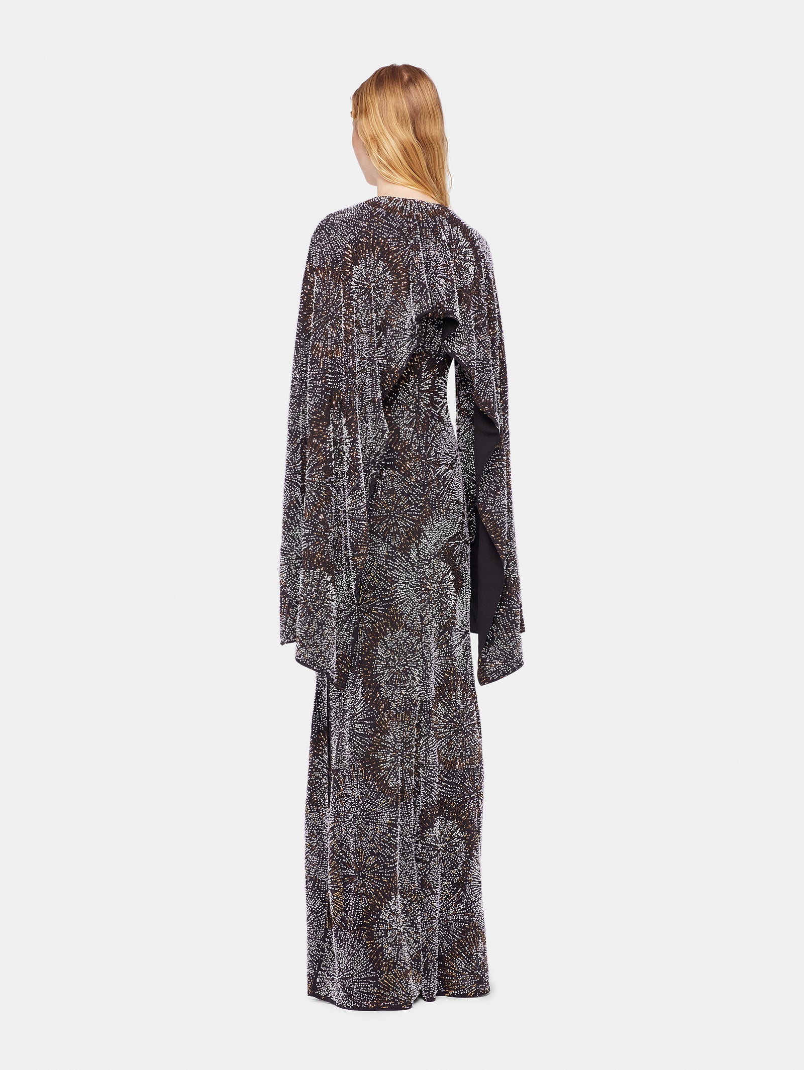 Crepe dress with pearl embroidery position 3 - Image 3