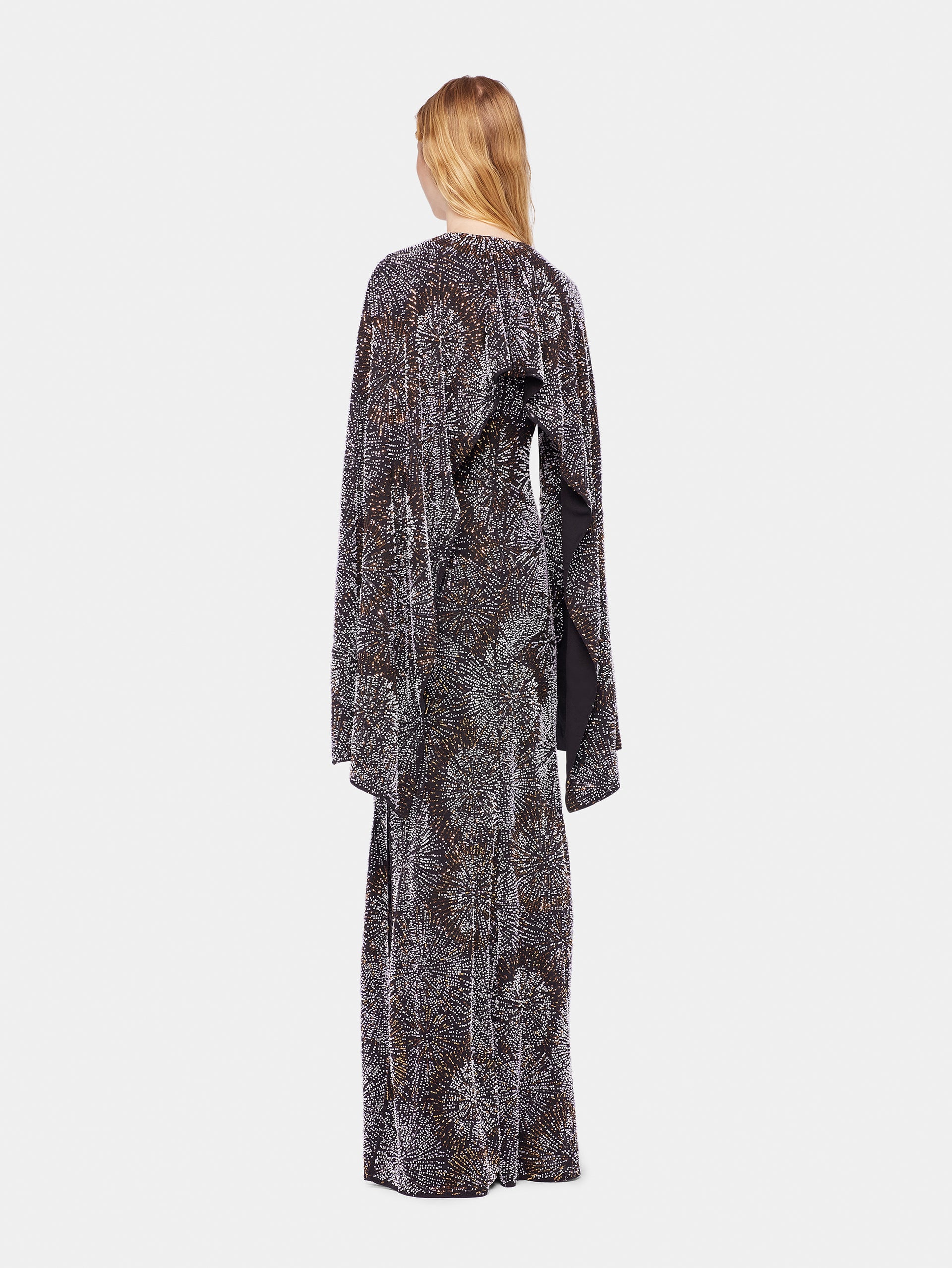 Crepe dress with pearl embroidery