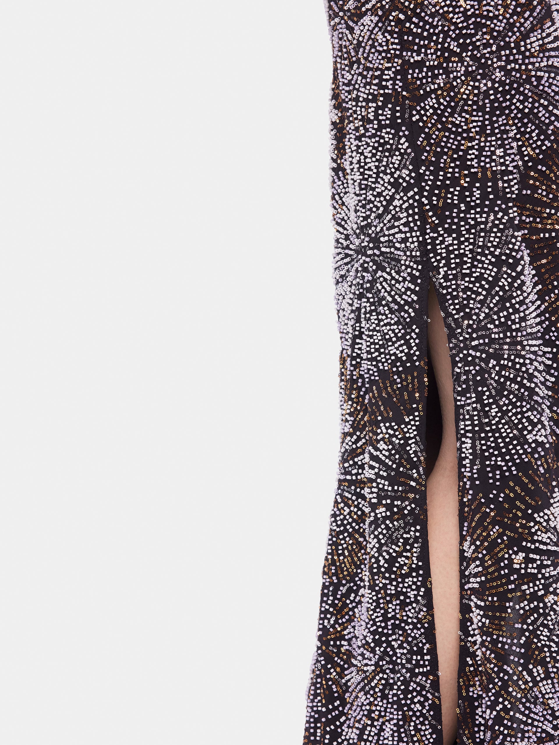 Crepe dress with pearl embroidery