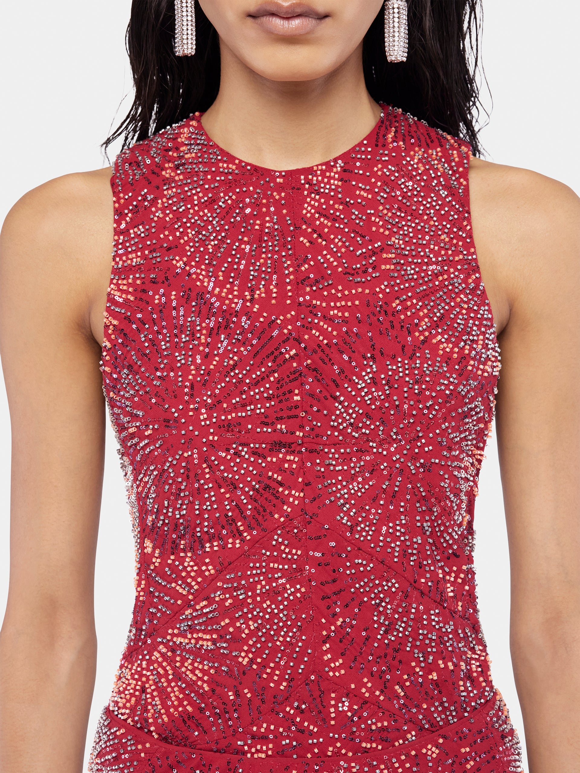 Crepe top with pearl embroidery