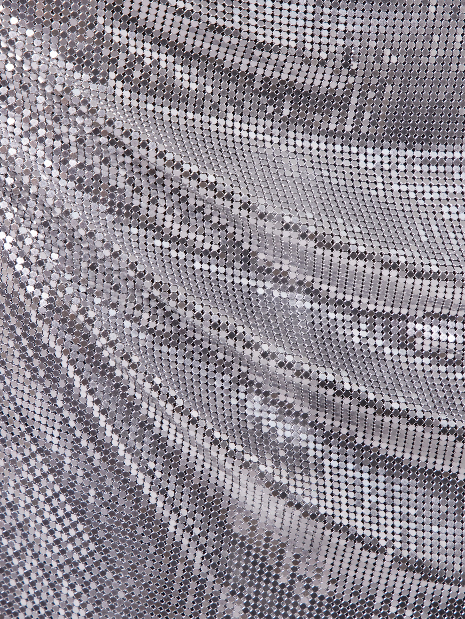 Silver drapé pression dress in chainmail