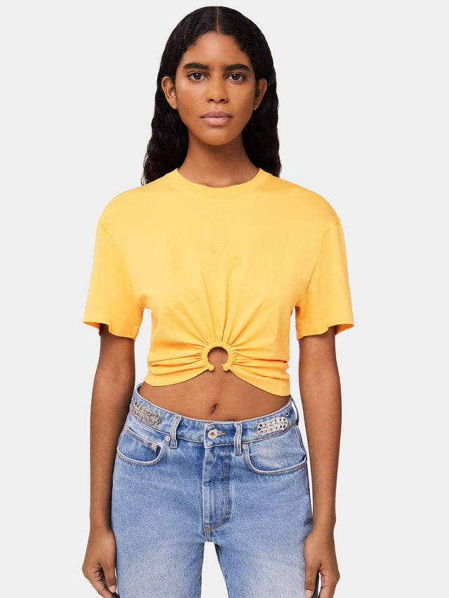 LIGHT ORANGE TOP IN JERSEY WITH PIERCING