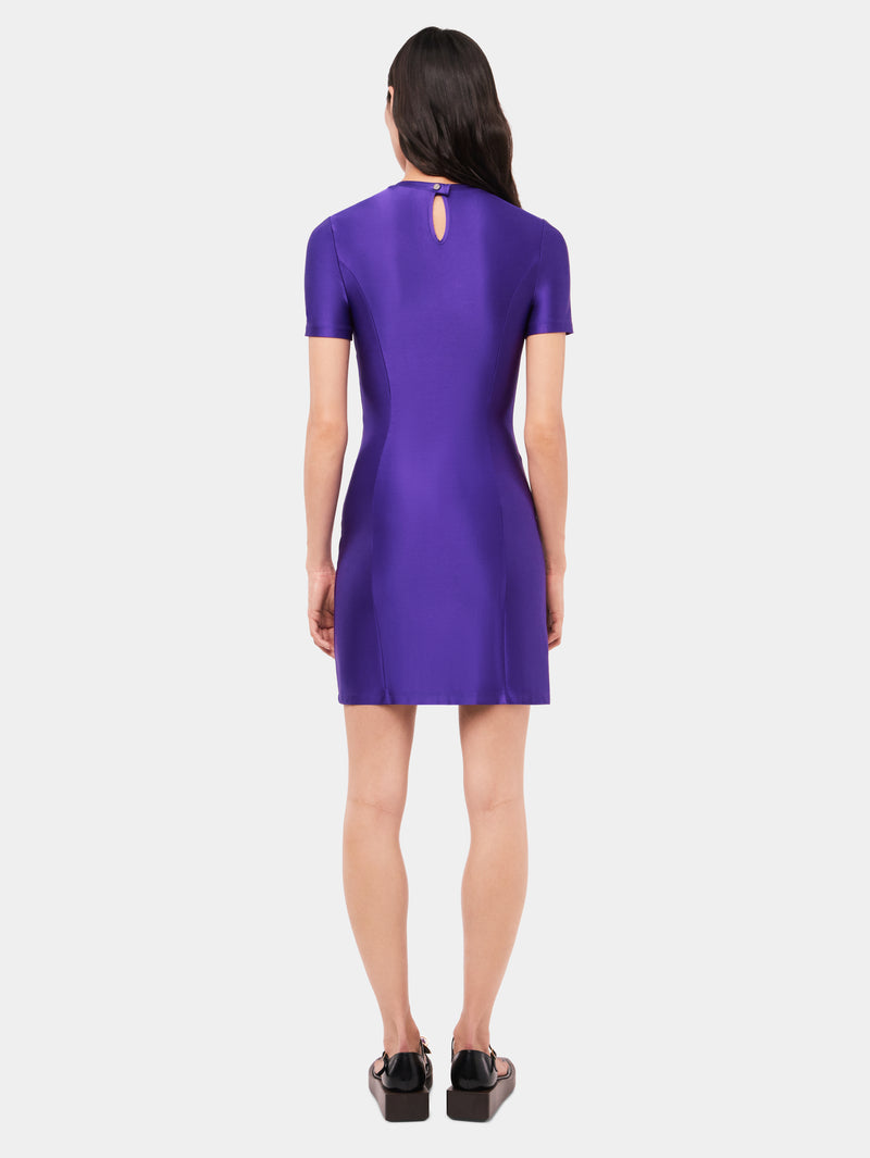 Purple drapé pression mini dress