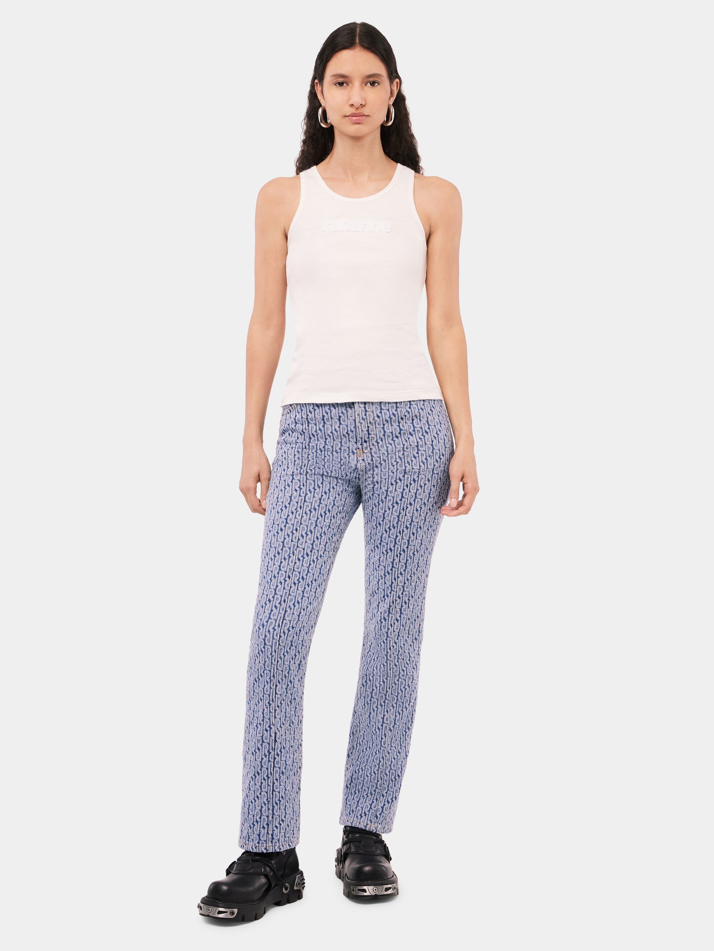 Monogram denim pants