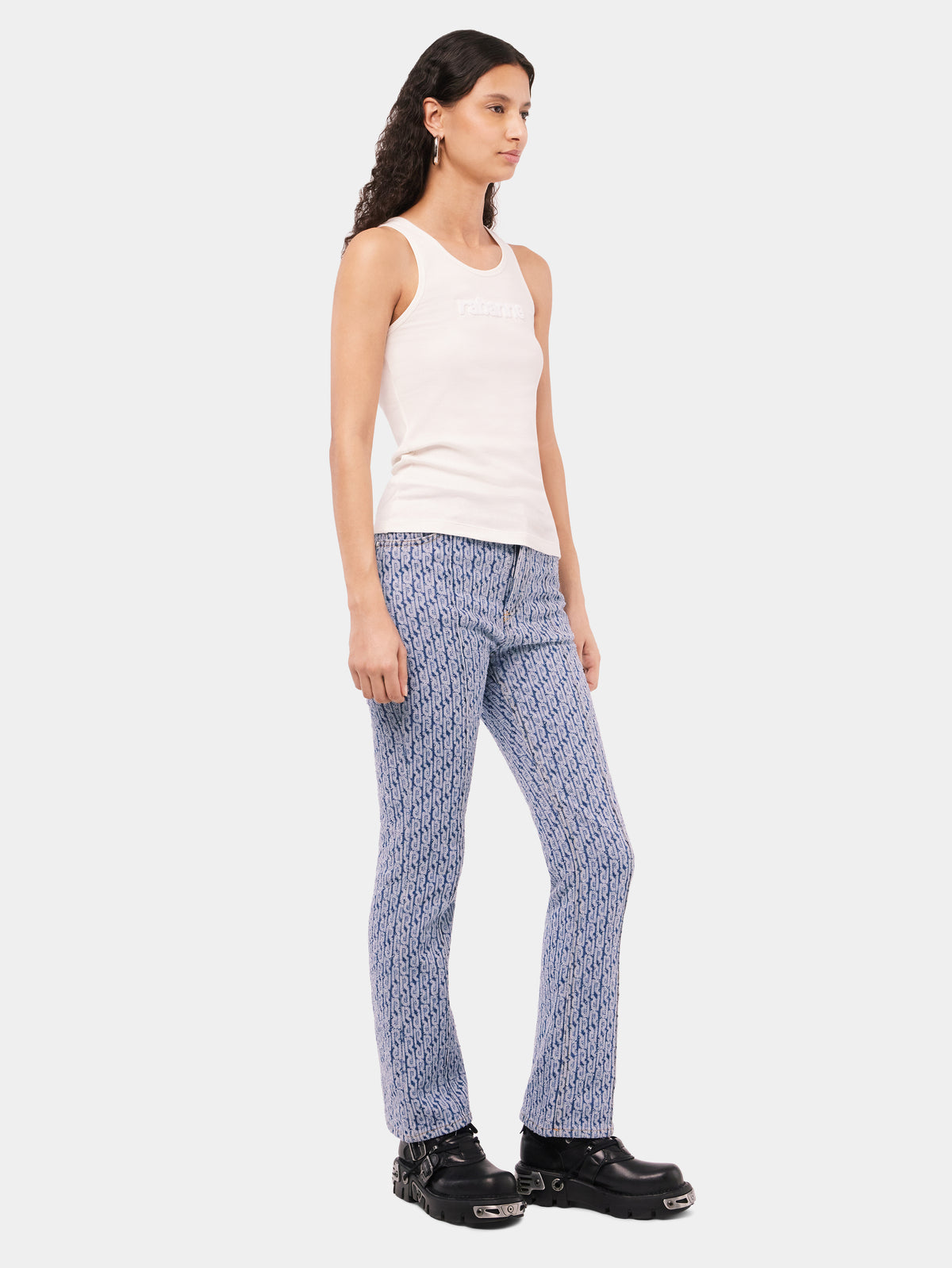 Monogram denim pants