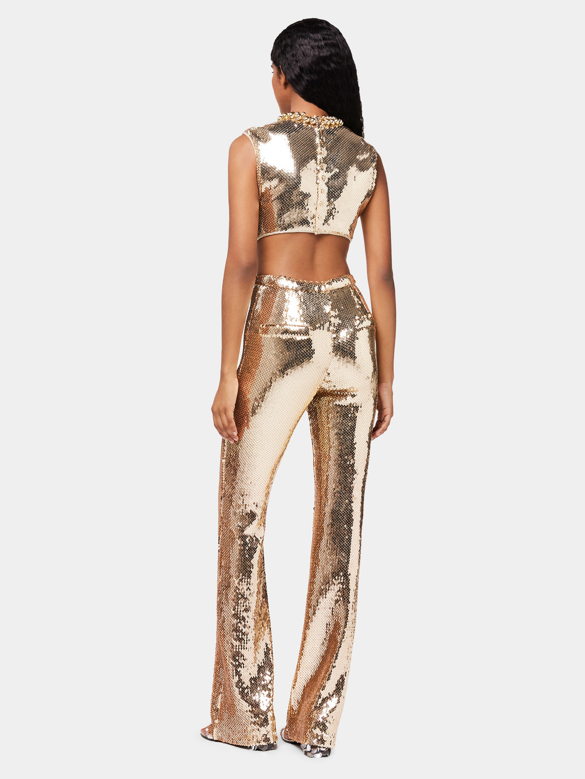 Crop top à sequins dorés