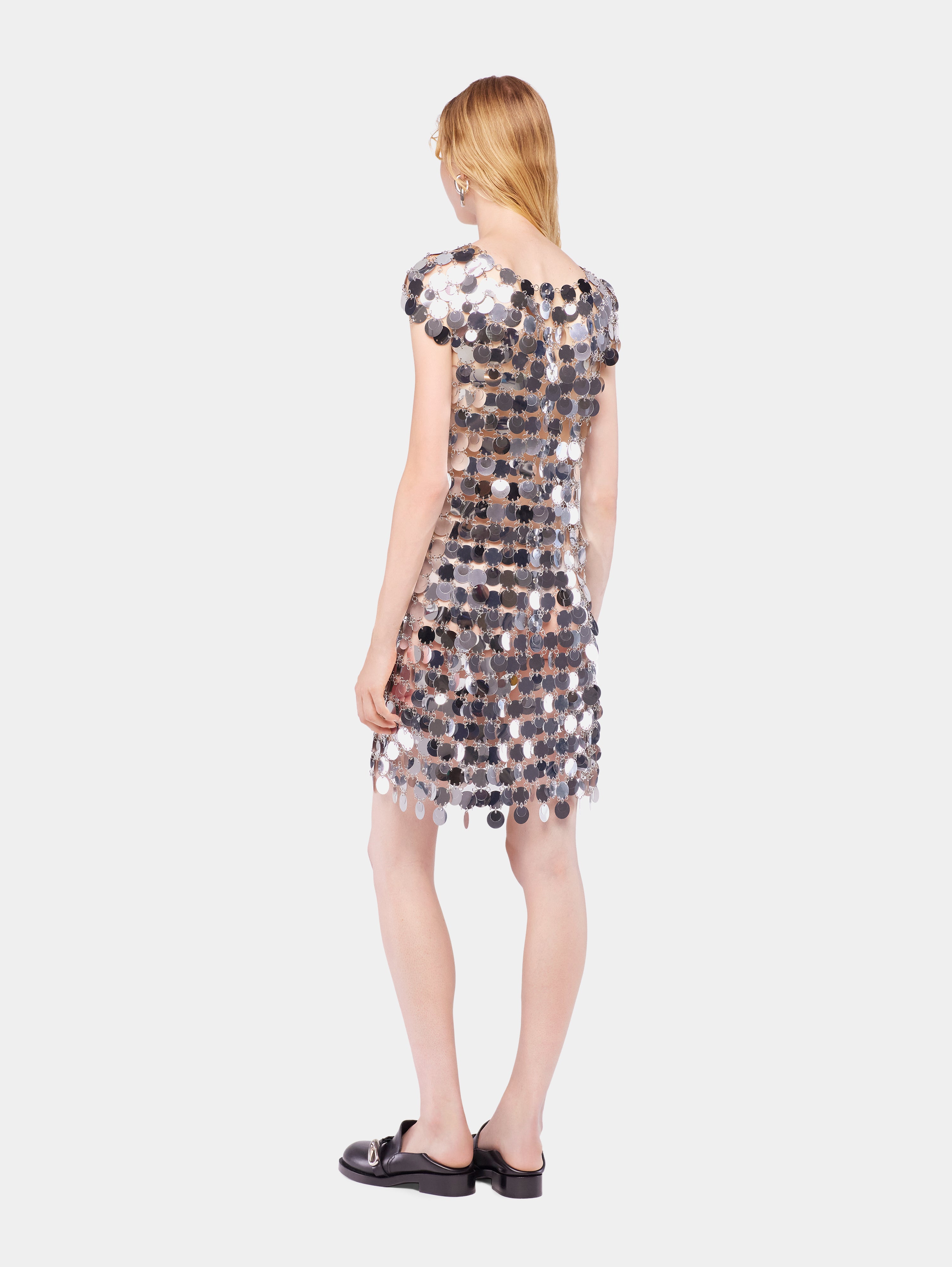 ＭＭ6 Silver mirrored one-shoulder dress MM6 Maison Margiela Silver Disco Drape Mid-Length Dress MM6