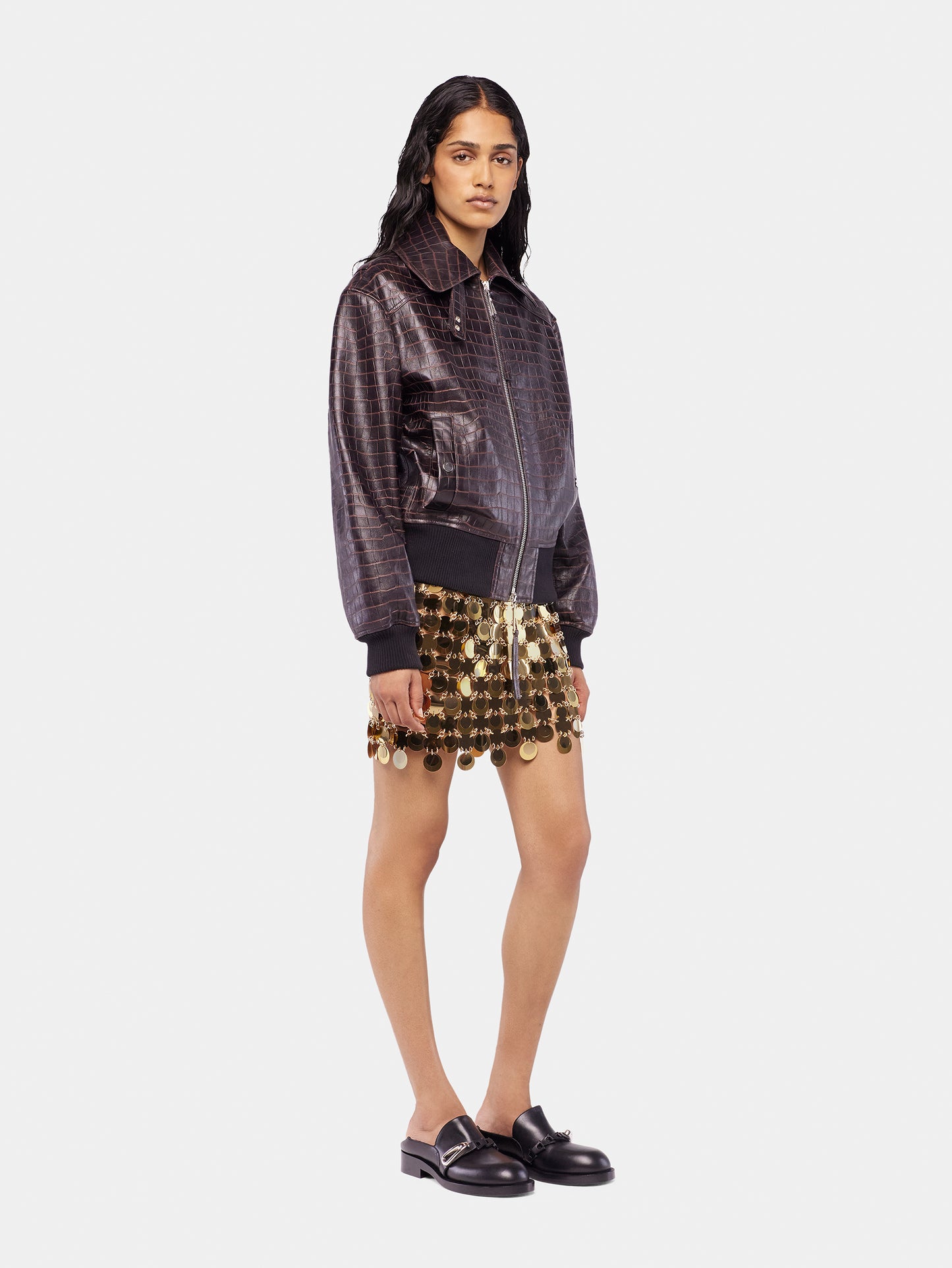 The gold sparkle discs skirt