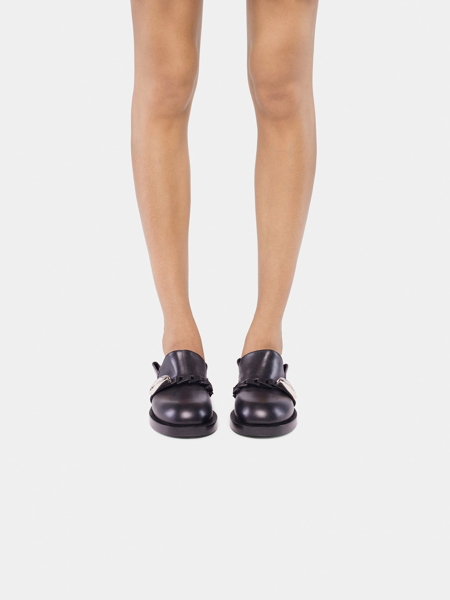 Black mules in smooth leather