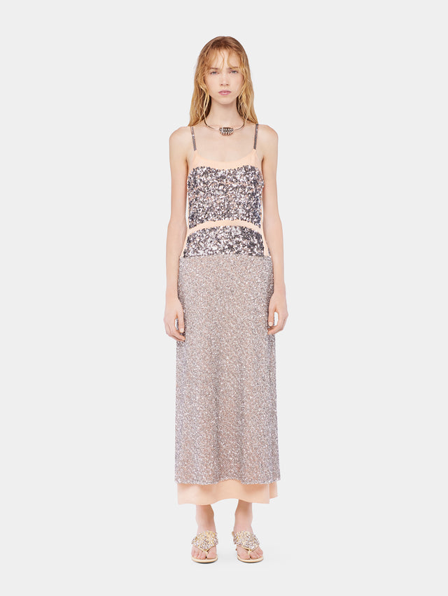 Chiffon dress with silver sequins - Image 1