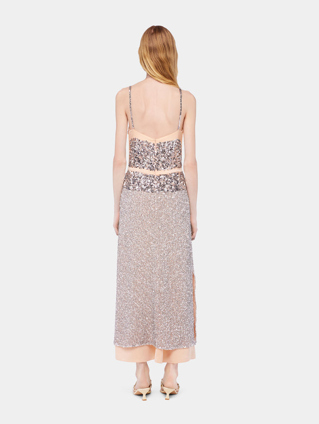 Chiffon dress with silver sequins - Image 3