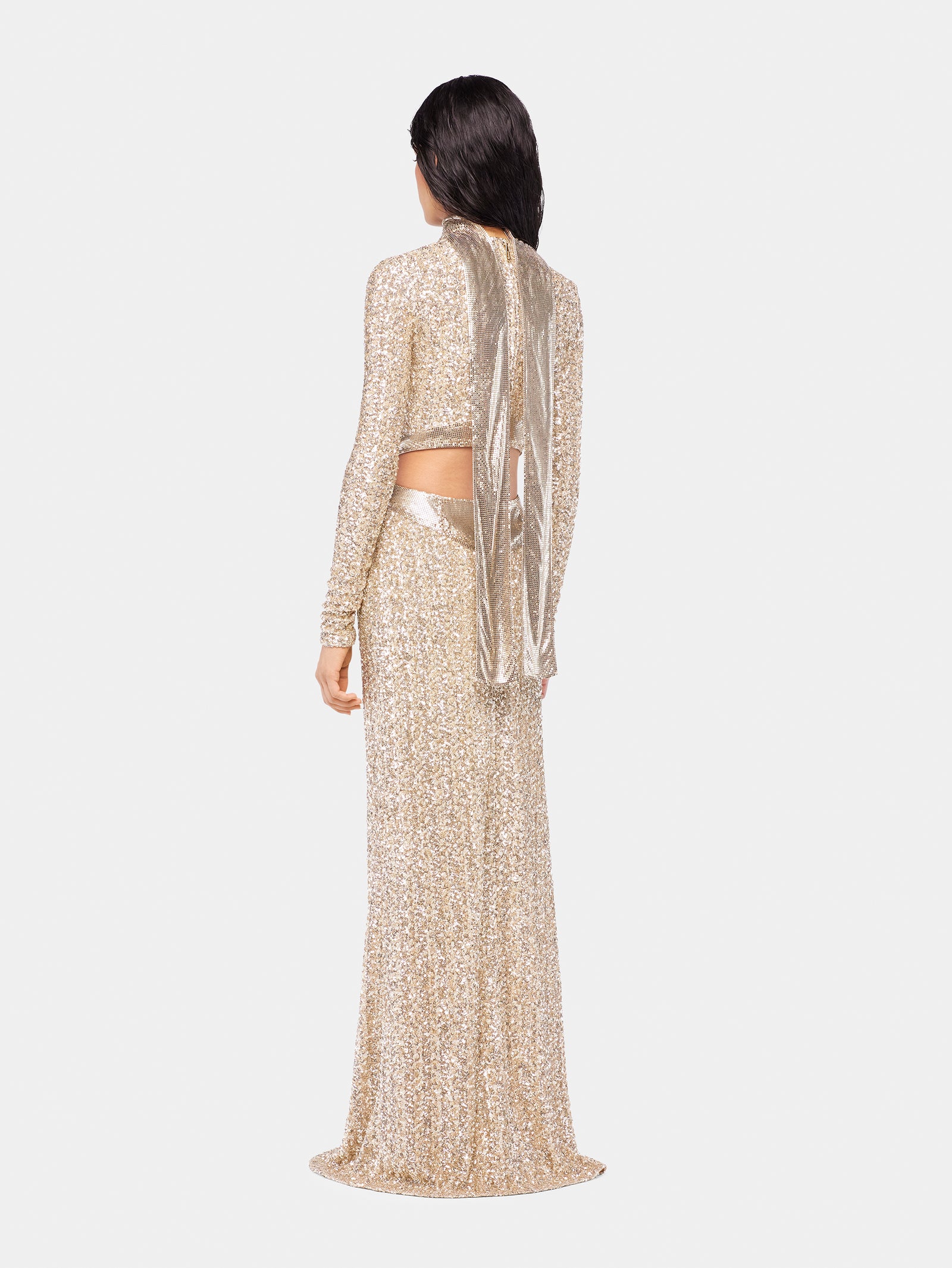 Long mesh and sequin dress position 3 - Image 3