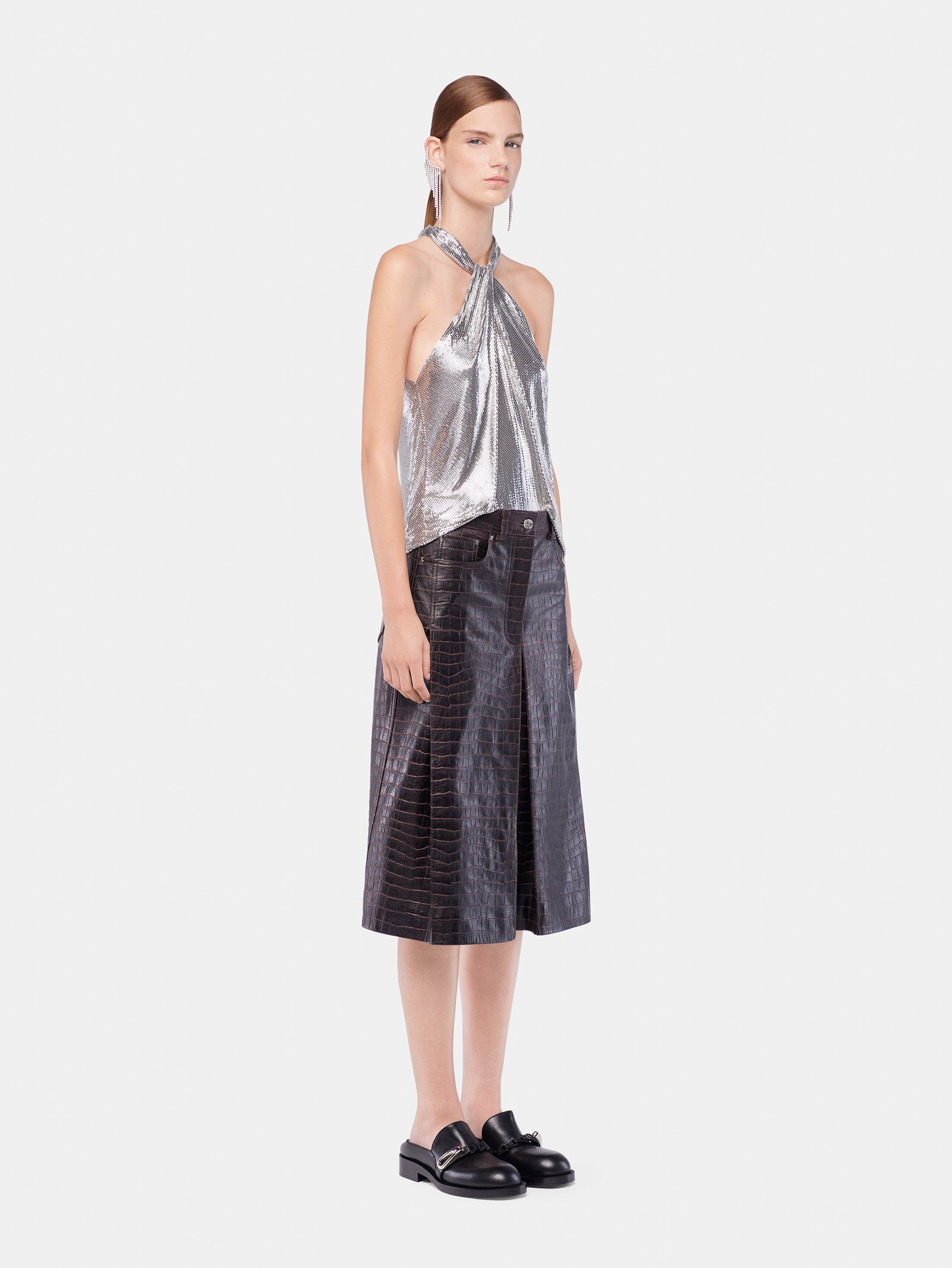 Midi leather skirt position 3 - Image 3