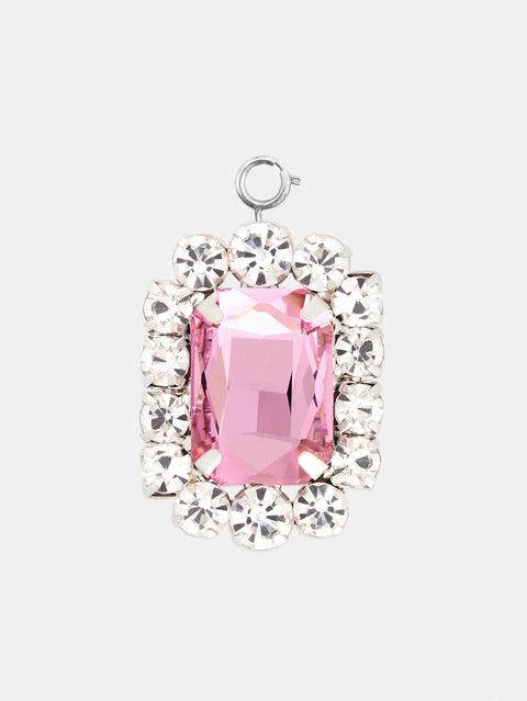 Squared charm with pink crystal