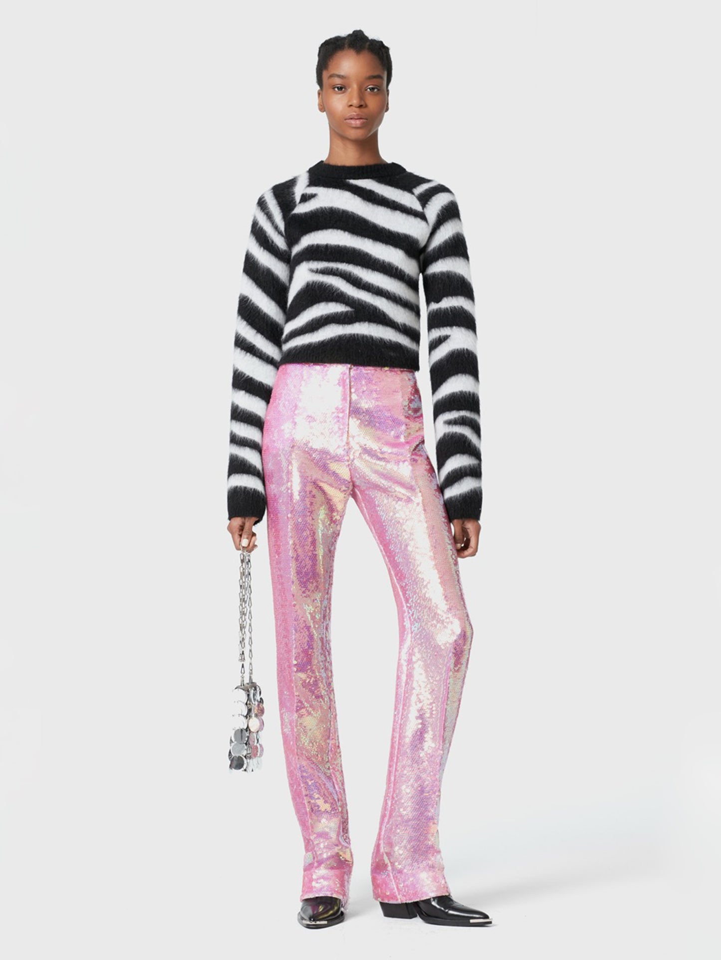 Pantalon à sequins rose