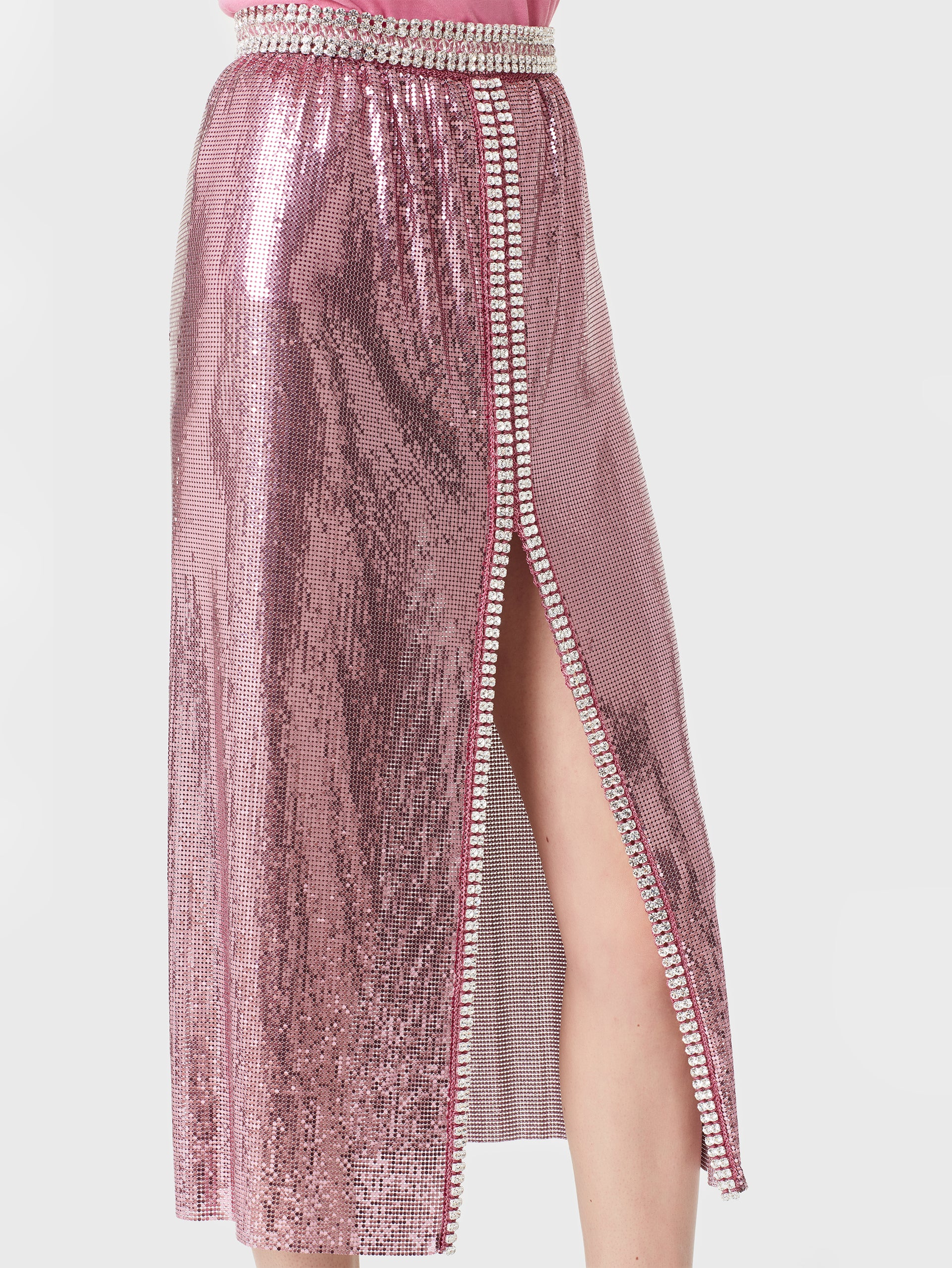 Pink mesh long skirt