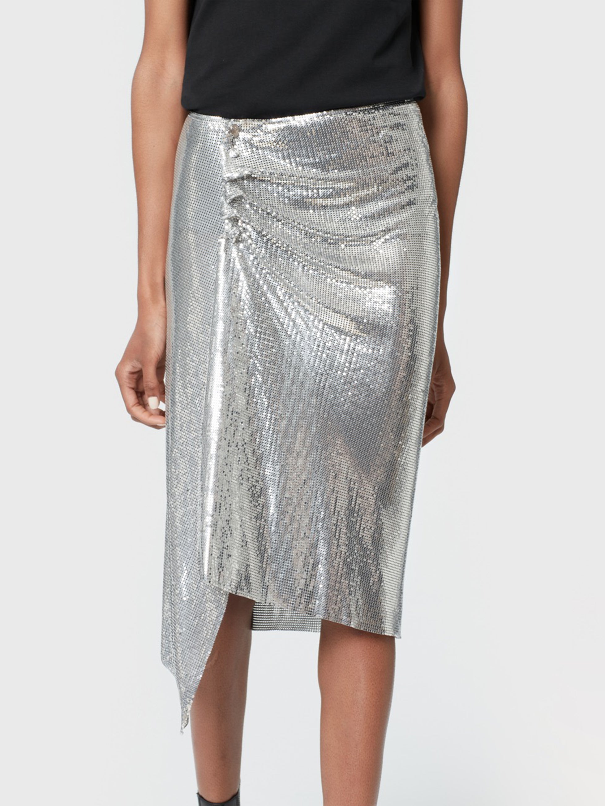 Paco Rabanne buttoned fringed miniskirt - Silver