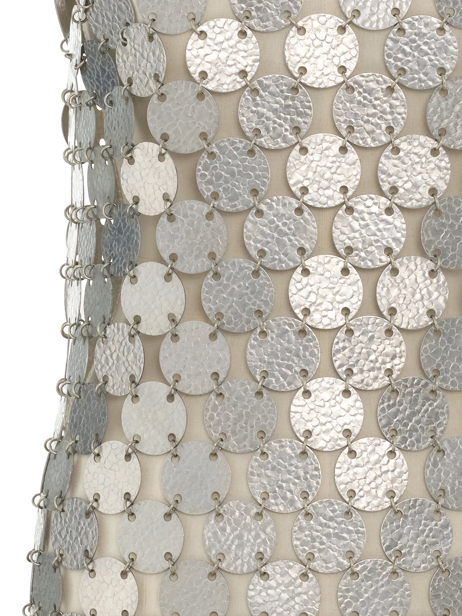 Short strap dress made in metallic round assembly