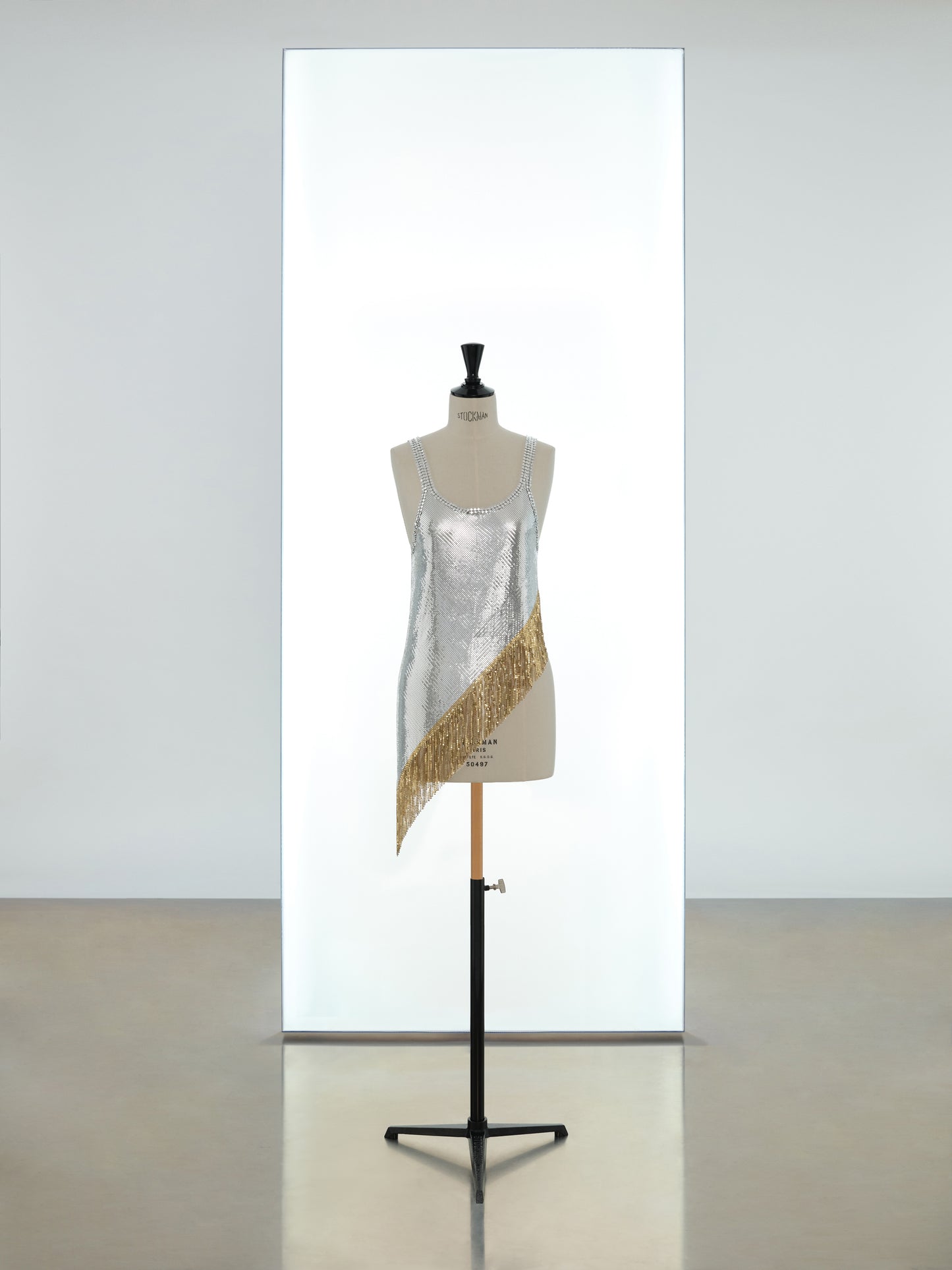 Asymmetric strap tunic in mesh