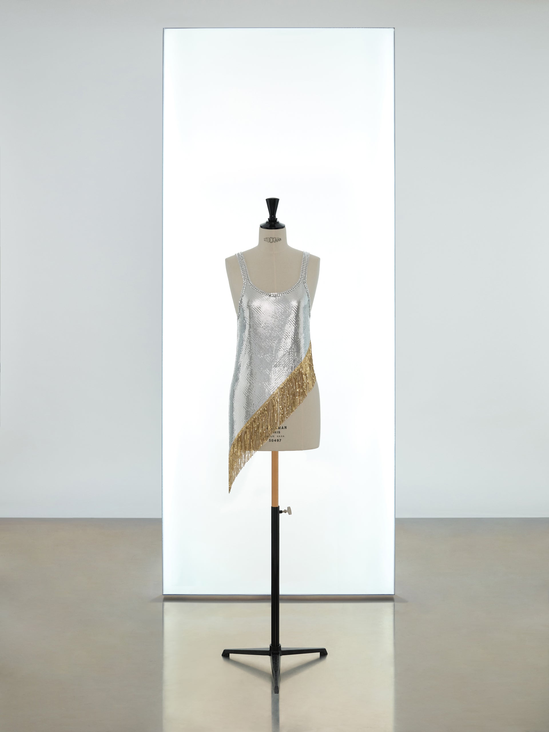 Asymmetric strap tunic in mesh