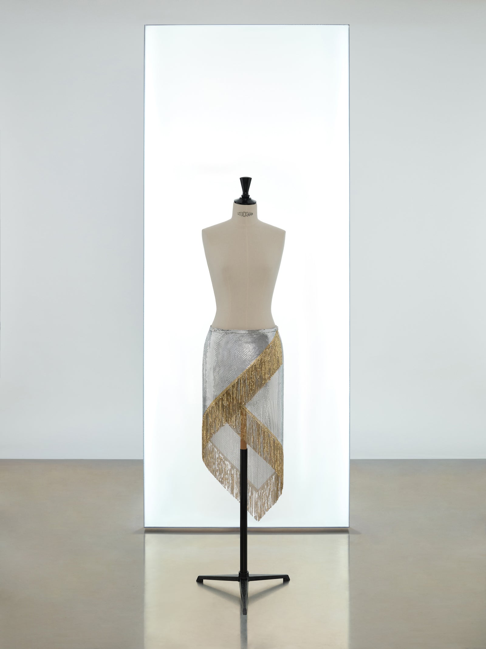 Mid length asymmetric wrap skirt in iconic mesh position 1 - Image 1
