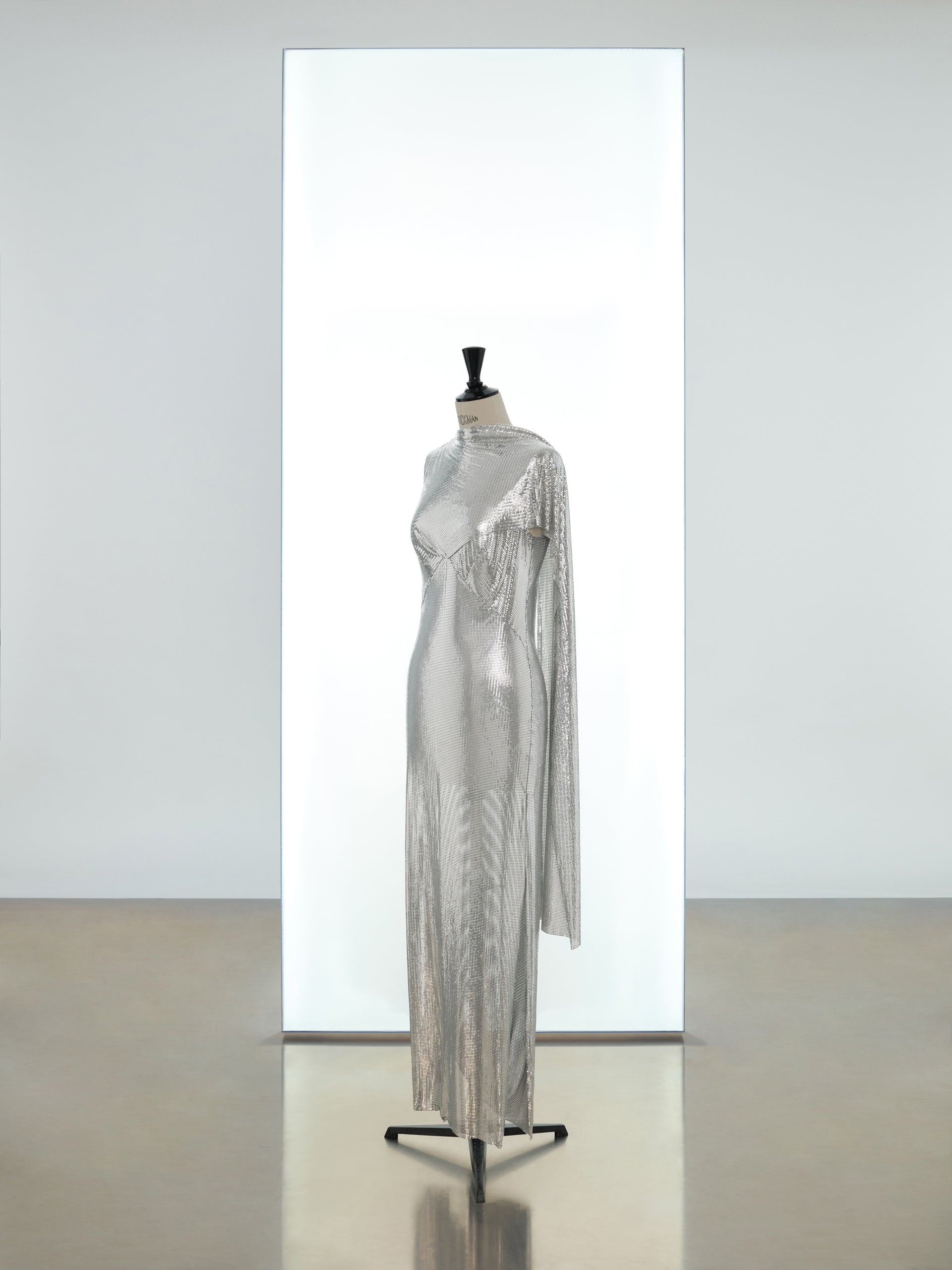 Long iconic mesh dress scarf detail