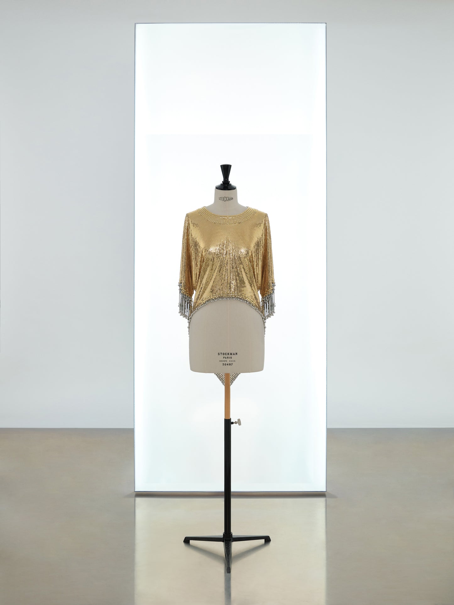 Draped short sleeves tunic made in iconic mesh