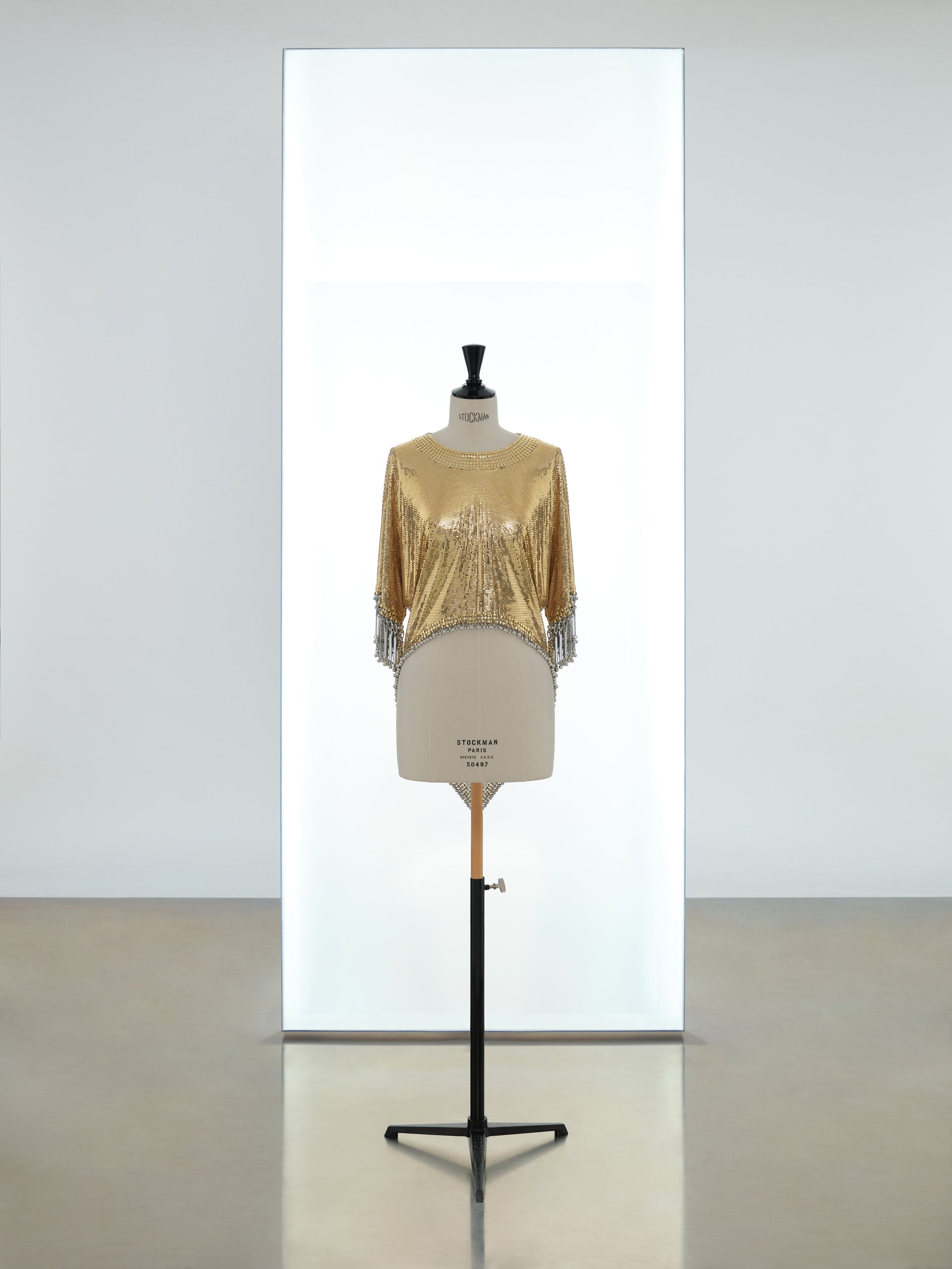 Draped short sleeves tunic made in iconic mesh