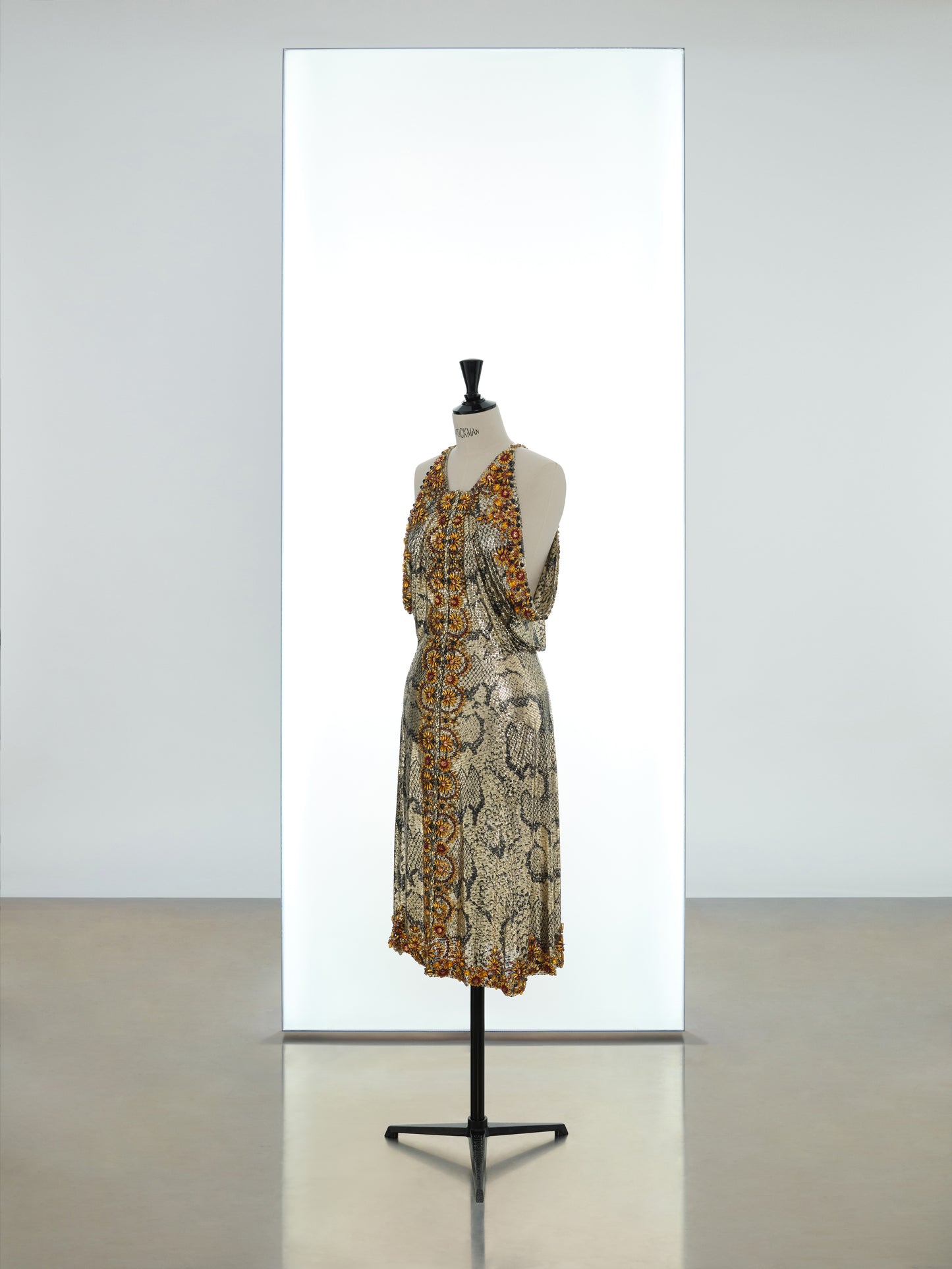 Mid length halter neck dress in printed python