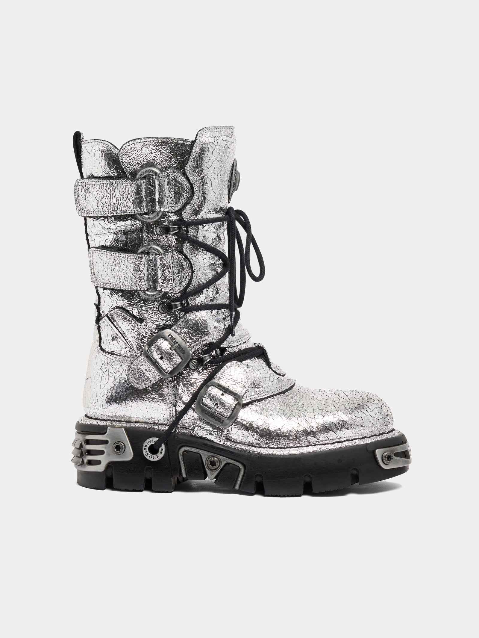 RABANNE x NEW ROCK SILVER BOOTS - Image 1