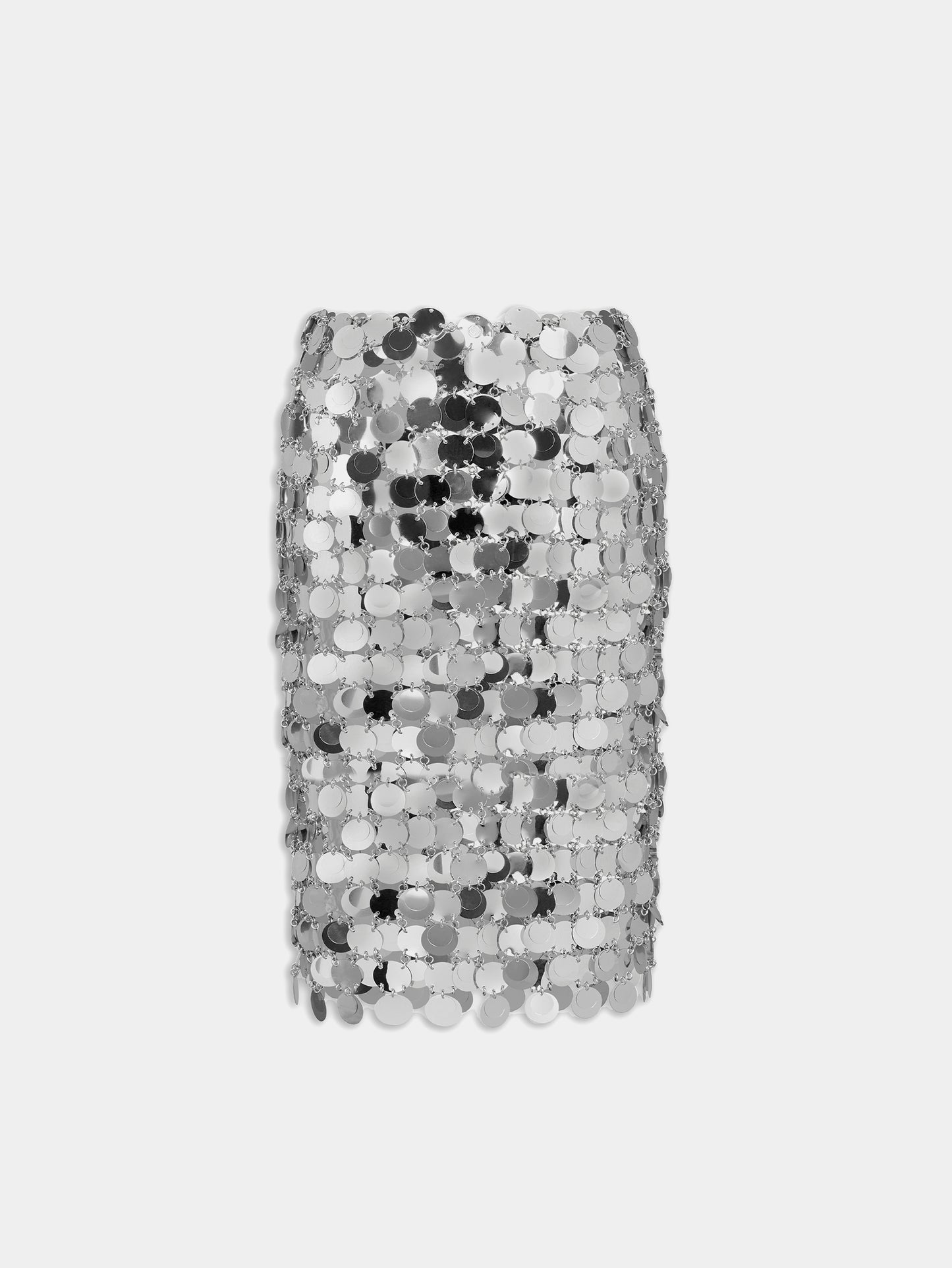 THE SILVER SPARKLE DISCS MIDI SKIRT