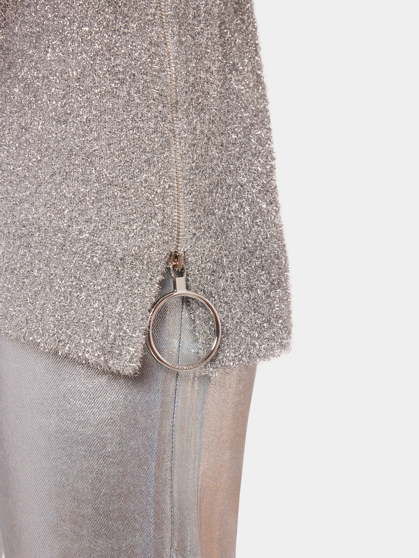 Sweater with silver metalized effect