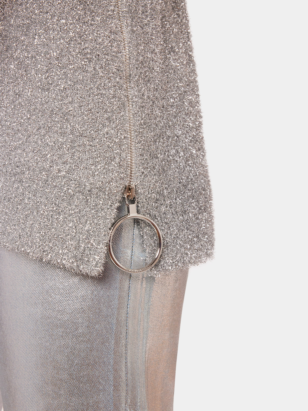 Sweater with silver metalized effect