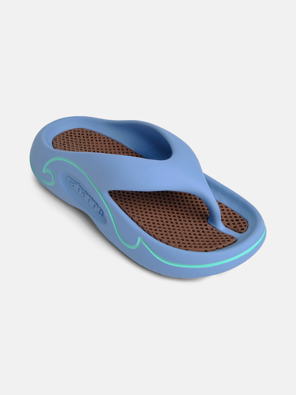 Flat sandals blue and brown rubber shoes - Image 2