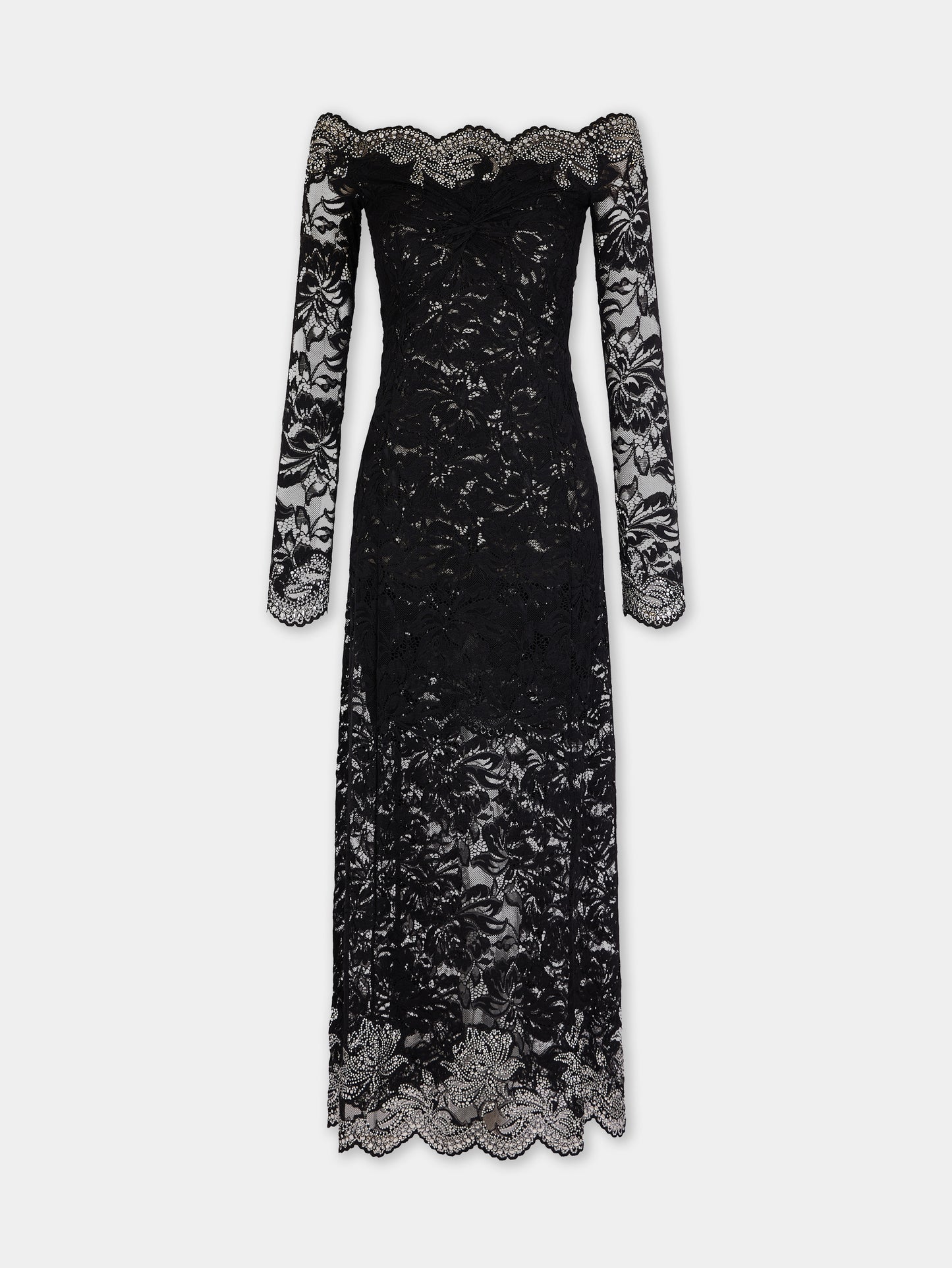 Rabanne Embellished Lace Maxi Dress - Black Rabanne Embellished Lace Maxi Dress - Black