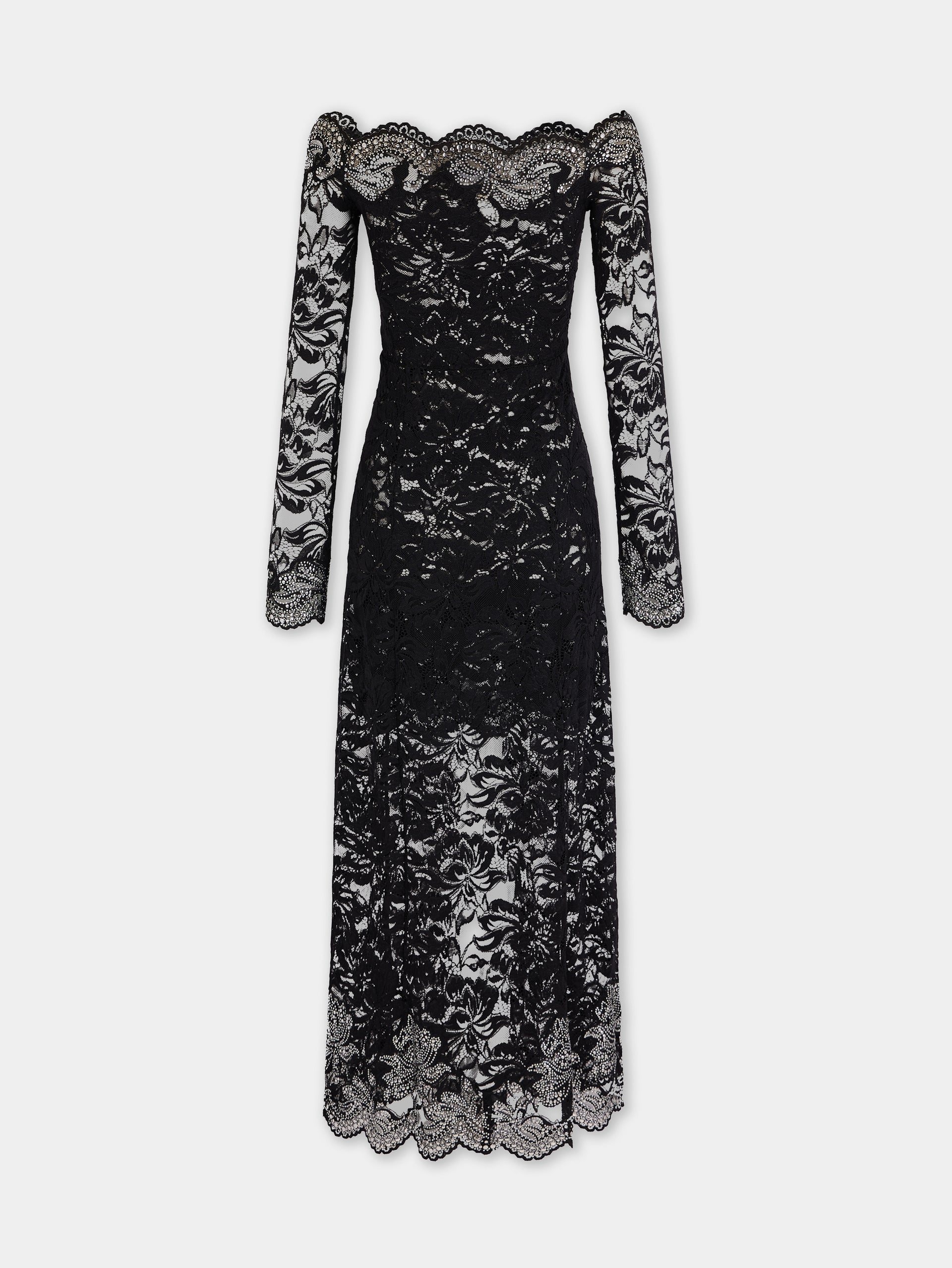 Rabanne Embellished Lace Maxi Dress - Black Rabanne Embellished Lace Maxi Dress - Black
