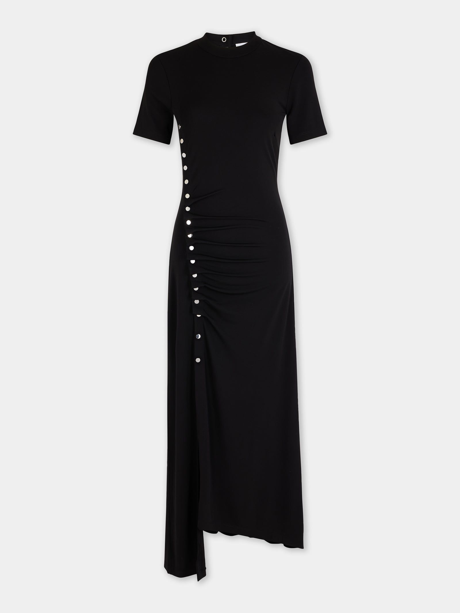 Draped long dress in jersey black position 1 - Image 1