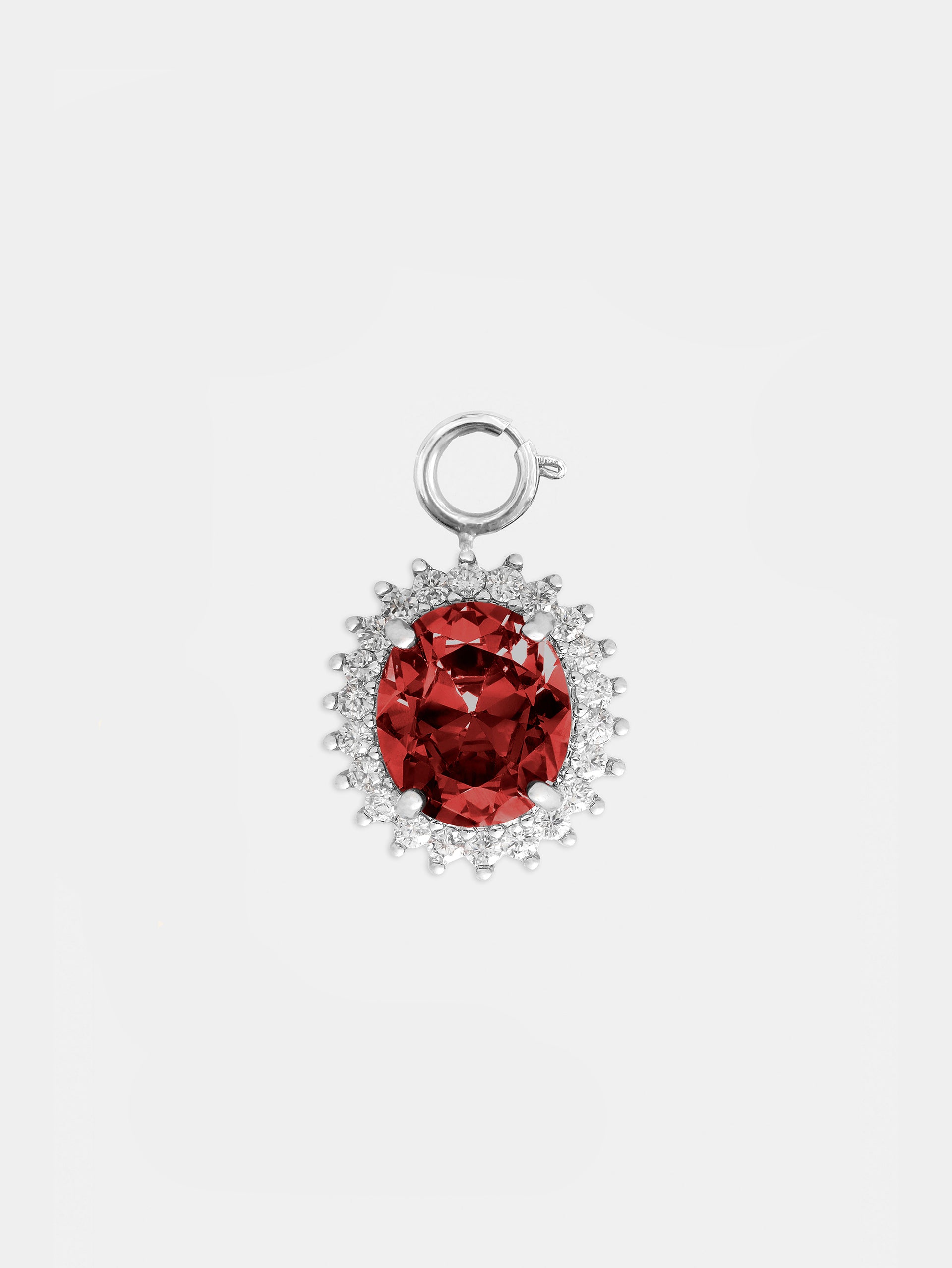 Charm oval en cristal rouge ruby