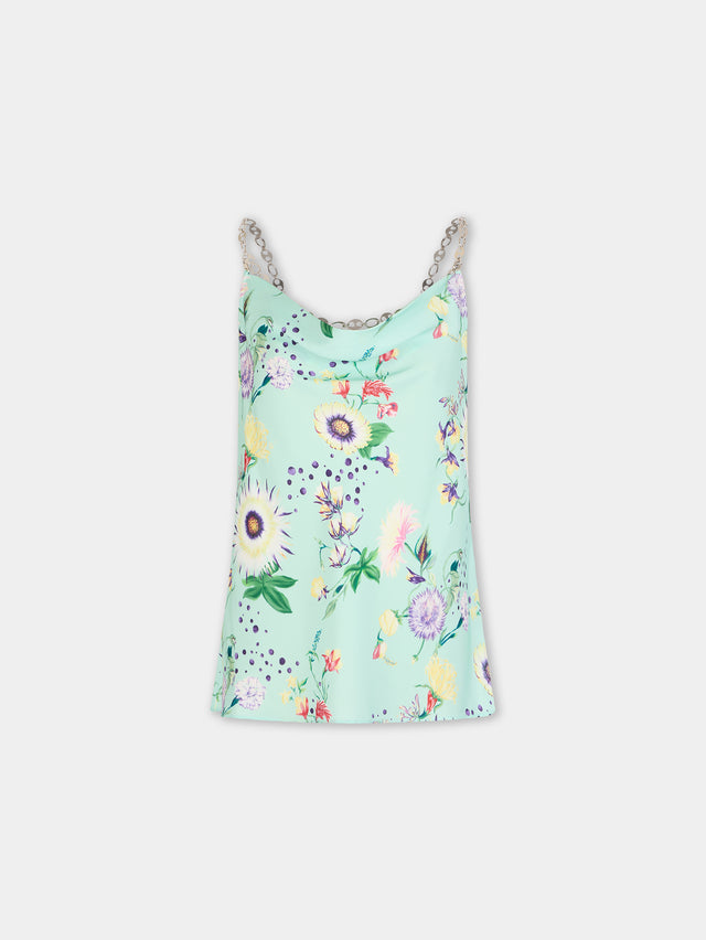 Floral patterned top with chain details - Image 1