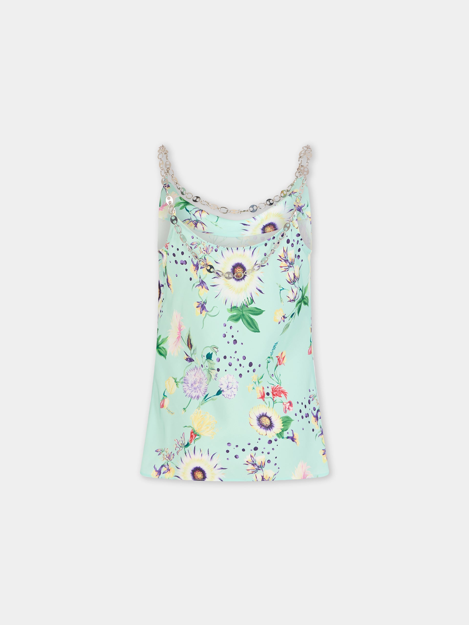 Floral patterned top with chain details