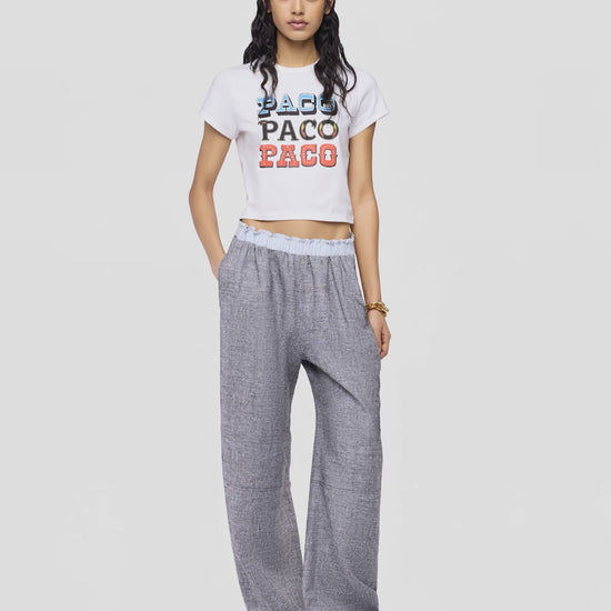 Straight tailored trousers in heather grey wool