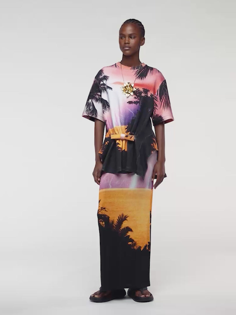 Tailored T-Shirt in Thunderstorm-Printed Cotton